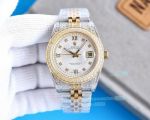 Swiss 3255 Rolex Oyster Perpetual Ice Out Case Yellow Bezel 41mm Watch